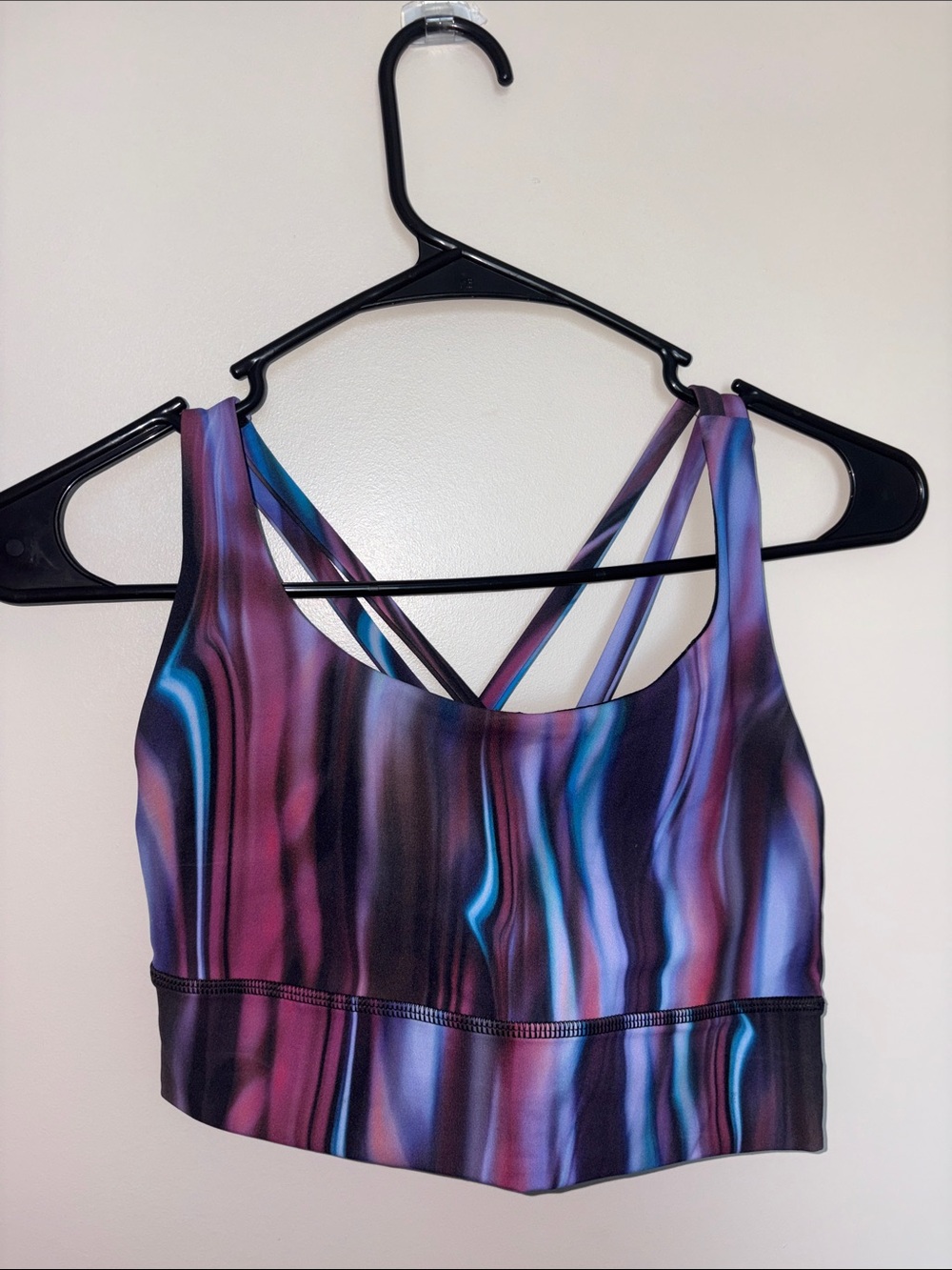Multi-Color Lululemon Strappy Sports Bra - Marbled Blue & Purple Print